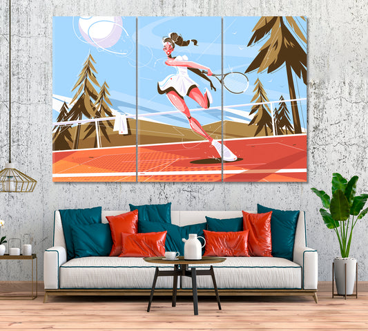 Professional Tennis Player Canvas Print ArtLexy 3 Panels 36"x24" inches 