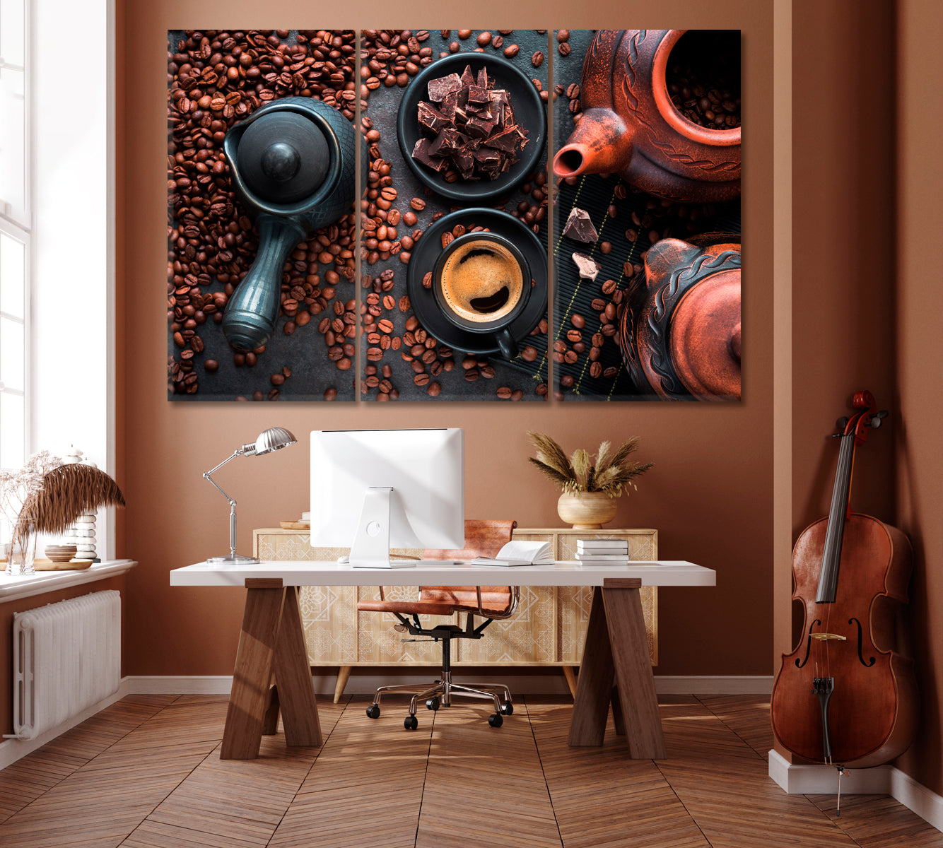 Turkish Espresso Coffee Canvas Print ArtLexy 3 Panels 36"x24" inches 