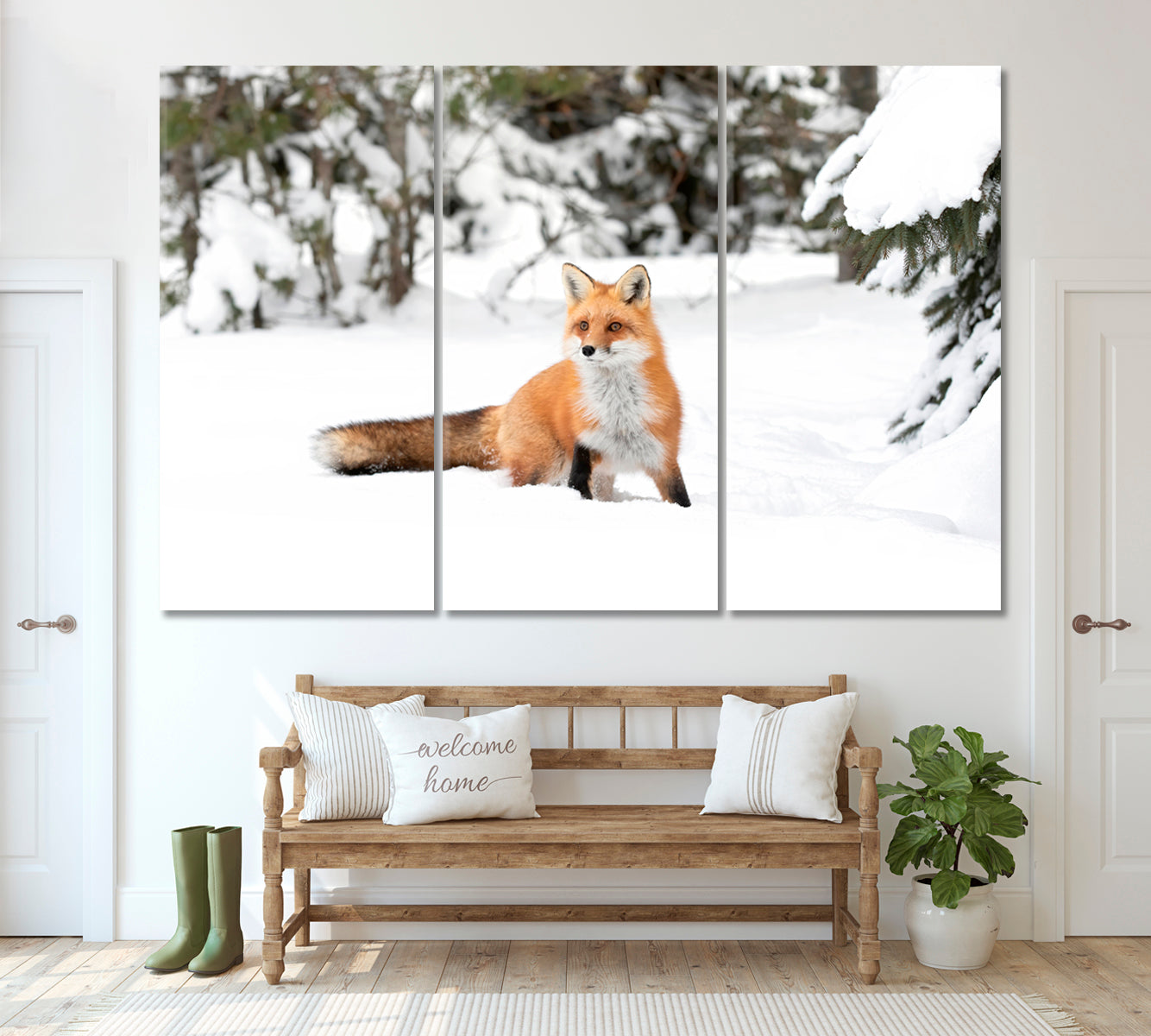 Red Fox in Algonquin Park Canada Canvas Print ArtLexy 3 Panels 36"x24" inches 