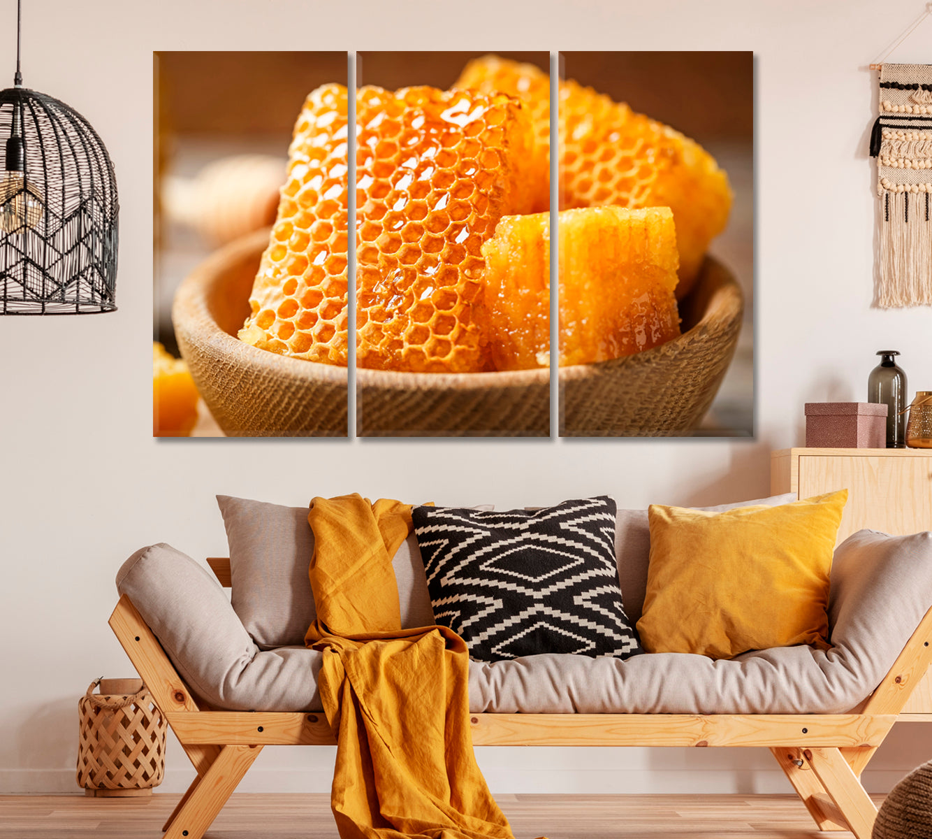 Fresh Honeycombs Canvas Print ArtLexy 3 Panels 36"x24" inches 
