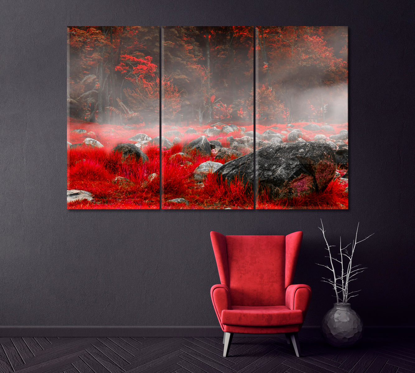 Red Beach Panjin Canvas Print ArtLexy 3 Panels 36"x24" inches 
