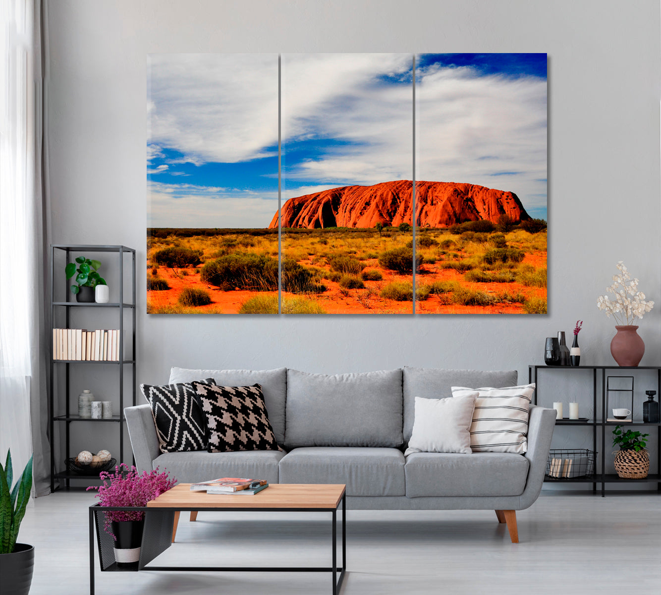 Uluru-Kata Tjuta Australia Canvas Print ArtLexy 3 Panels 36"x24" inches 