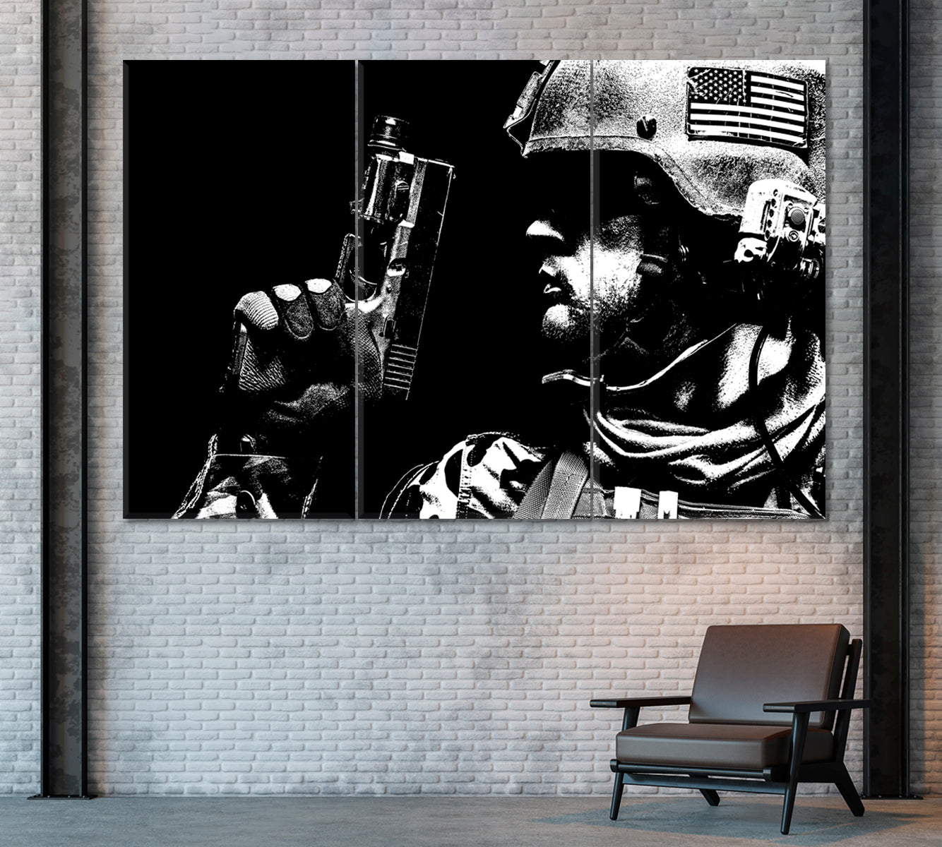 United States Marine Canvas Print ArtLexy 3 Panels 36"x24" inches 