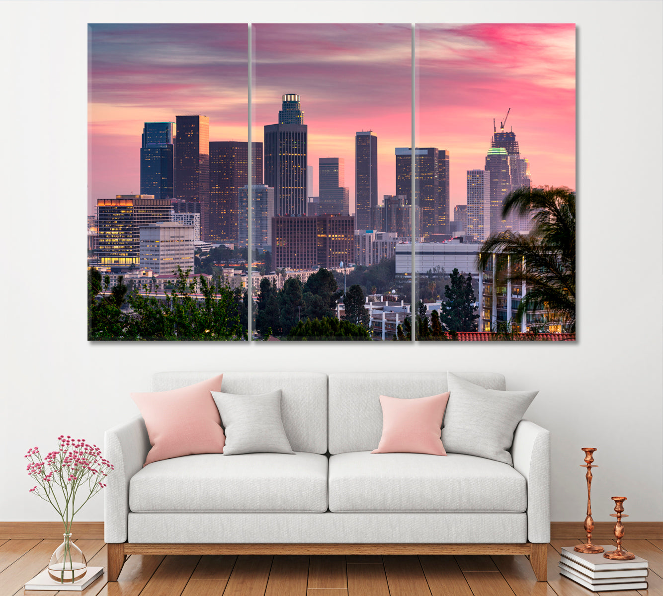 Los Angeles California Canvas Print ArtLexy 3 Panels 36"x24" inches 