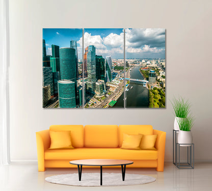 Moscow-City Cityscape Canvas Print ArtLexy 3 Panels 36"x24" inches 