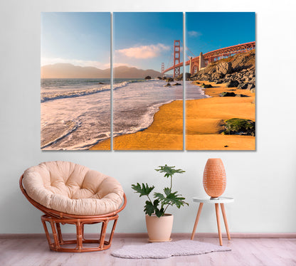 Golden Gate Bridge San Francisco Canvas Print ArtLexy 3 Panels 36"x24" inches 