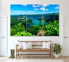 Crater Lake Sao Miguel Azores Canvas Print ArtLexy 3 Panels 36"x24" inches 