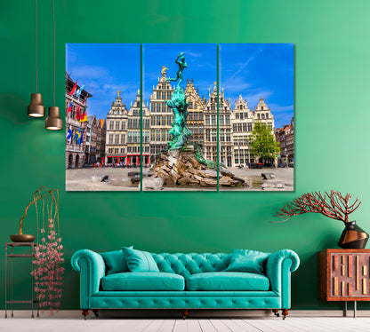 Antwerpen City Belgium Canvas Print ArtLexy 3 Panels 36"x24" inches 