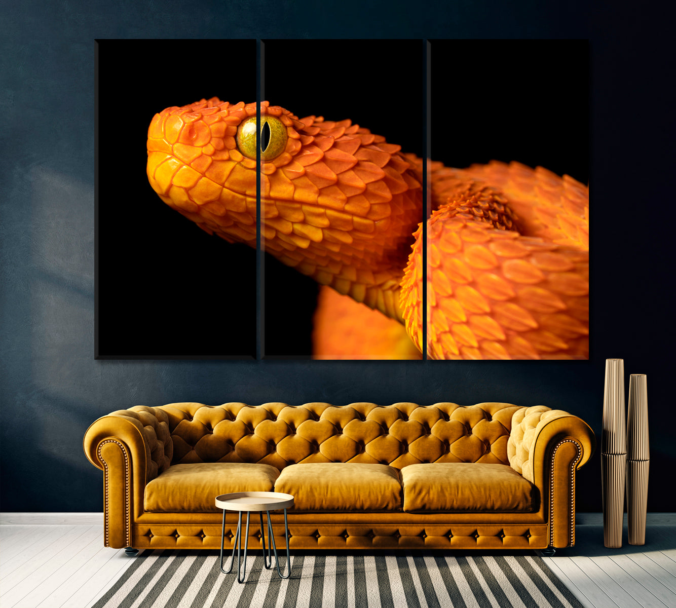 Variable Bush Viper Snake Canvas Print ArtLexy 3 Panels 36"x24" inches 