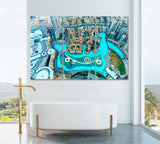 Dubai Fountain Aerial View Canvas Print ArtLexy 3 Panels 36"x24" inches 