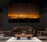 Los Angeles Downtown Skyline at Night Canvas Print ArtLexy 3 Panels 36"x24" inches 