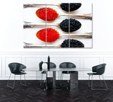 Red and Black Caviar Canvas Print ArtLexy 3 Panels 36"x24" inches 