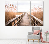 Wooden Pier in Long Island New York Canvas Print ArtLexy 3 Panels 36"x24" inches 