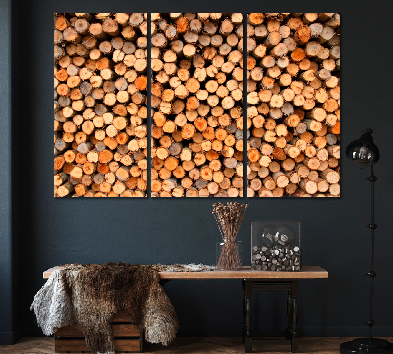 Logs of Eucalyptus Trees Canvas Print ArtLexy 3 Panels 36"x24" inches 