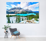 Peyto Lake in Banff National Park Alberta Canada Canvas Print ArtLexy 3 Panels 36"x24" inches 