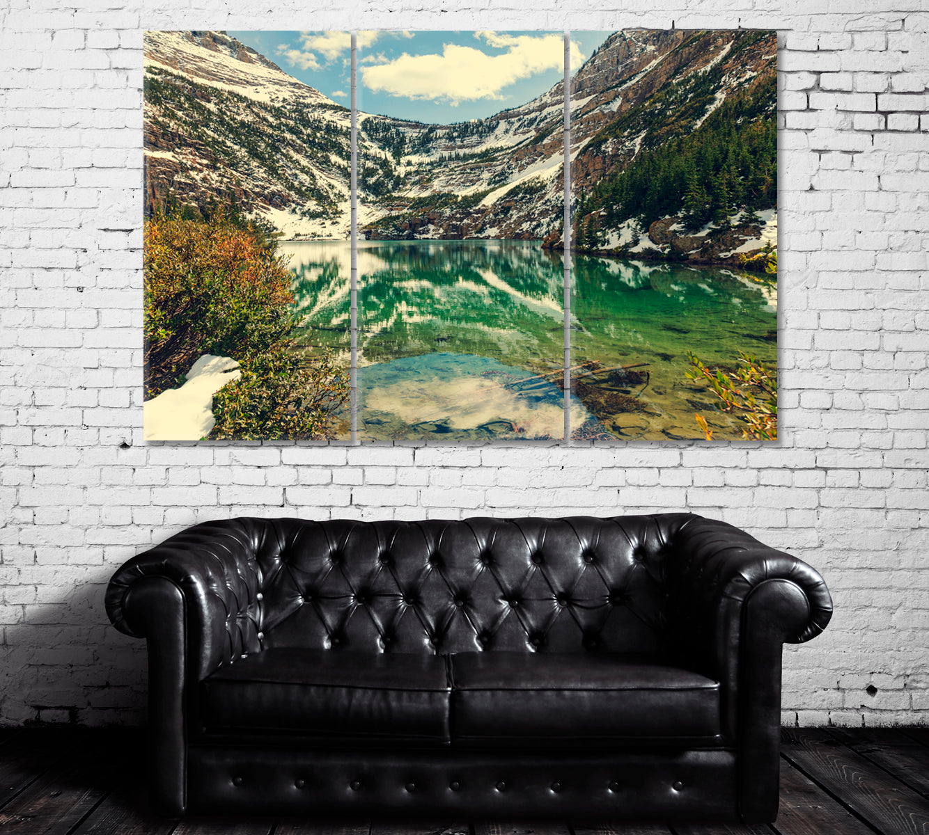 Hidden Lake in Glacier National Park Montana Canvas Print ArtLexy 3 Panels 36"x24" inches 