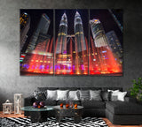 Petronas Towers Kuala Lumpur Malaysia Canvas Print ArtLexy 3 Panels 36"x24" inches 