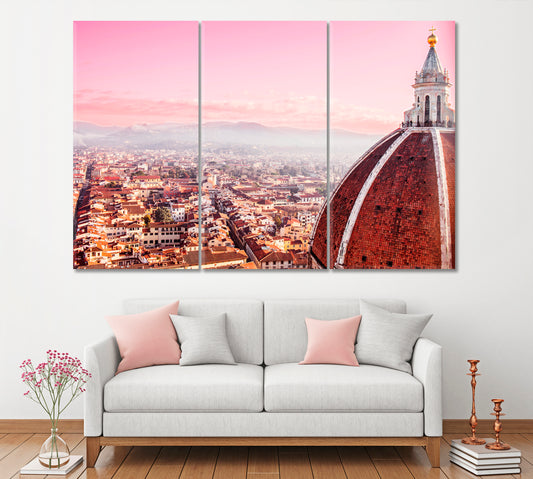 Florence at Sunset Canvas Print ArtLexy 3 Panels 36"x24" inches 