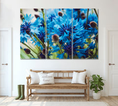 Сornflowers Canvas Print ArtLexy 3 Panels 36"x24" inches 