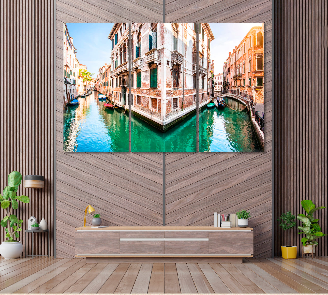 Grand Canal Venice Canvas Print ArtLexy 3 Panels 36"x24" inches 