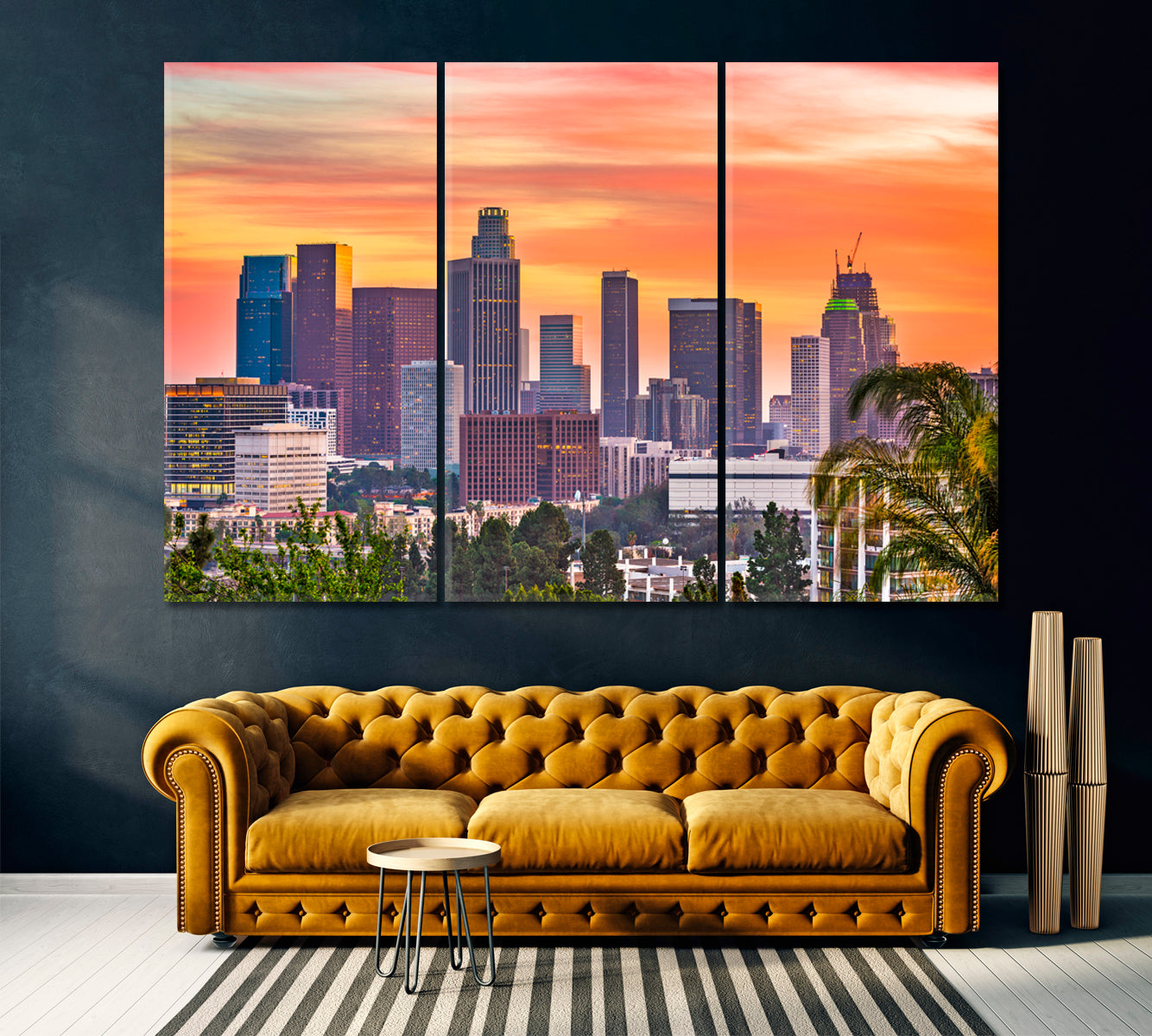 Los Angeles Downtown Skyline California Canvas Print ArtLexy 3 Panels 36"x24" inches 