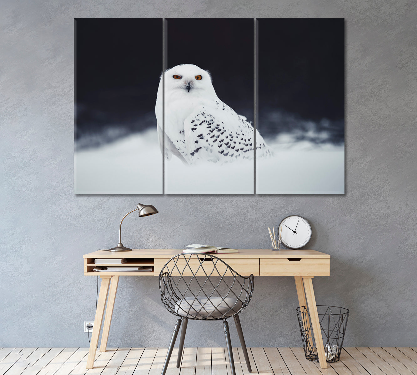 Snowy Owl (Bubo Scandiacus) Canvas Print ArtLexy 3 Panels 36"x24" inches 