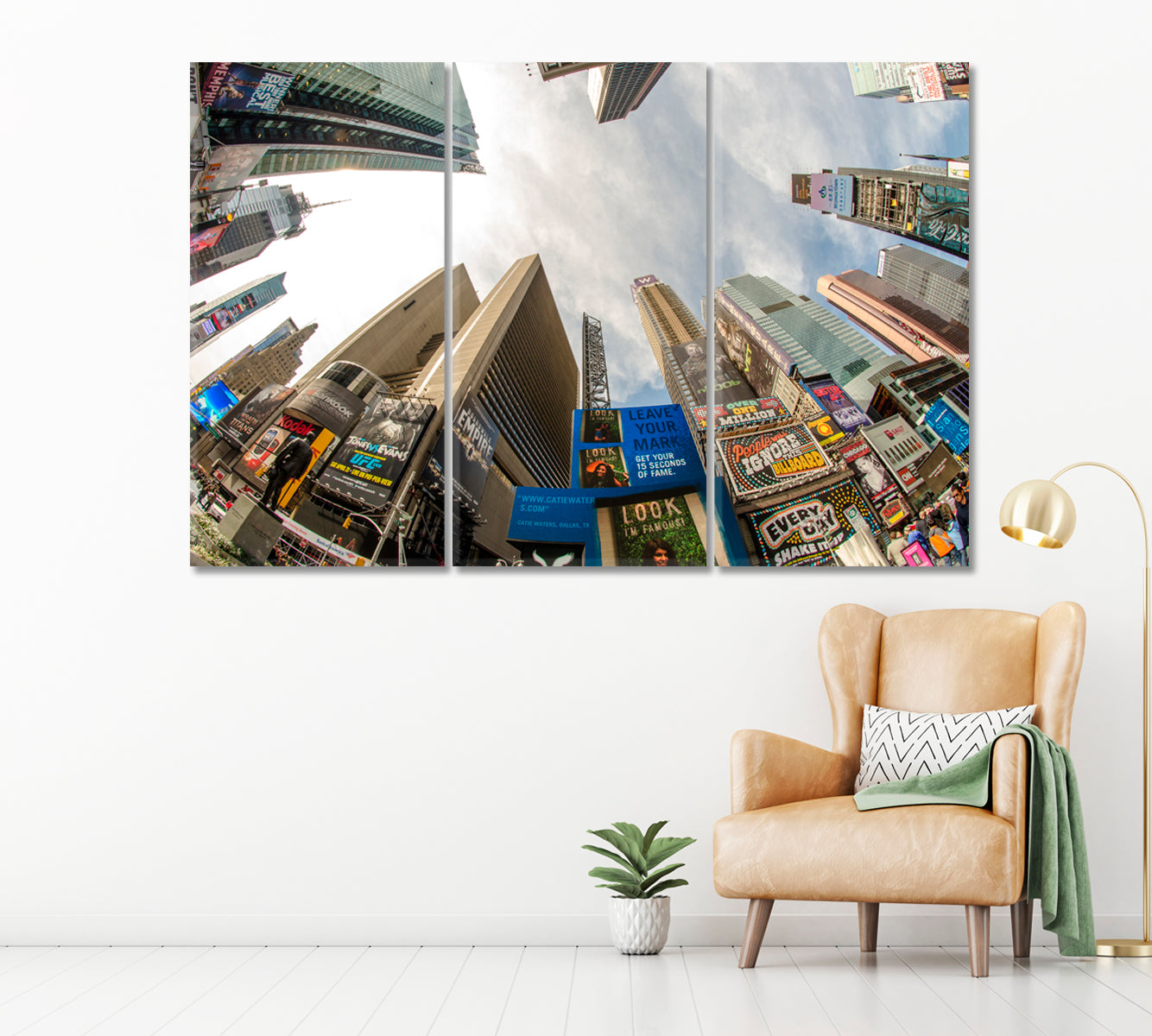 Times Square with Skyscrapers New York Canvas Print ArtLexy 5 Panels 36"x24" inches 