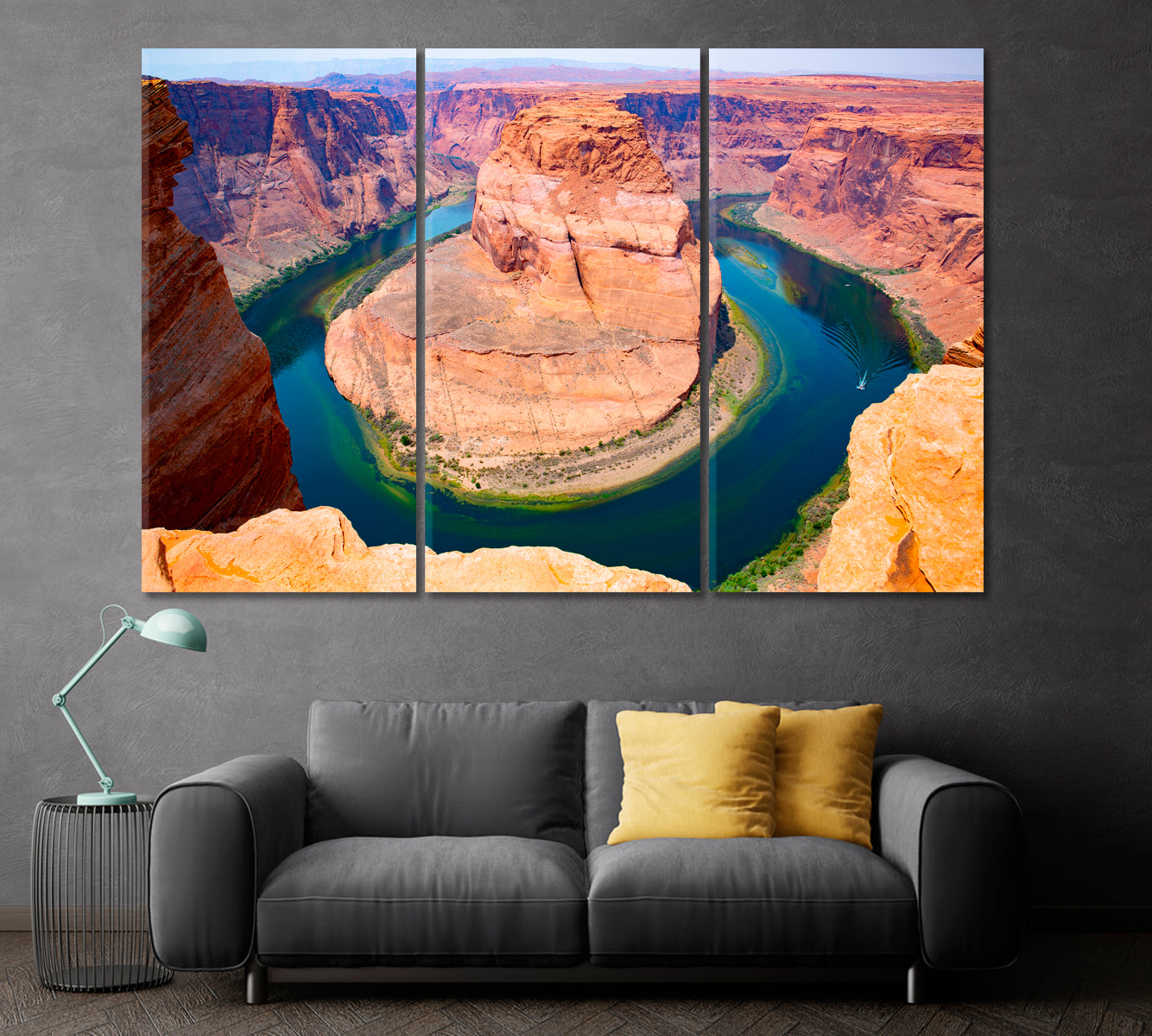 Horseshoe Bend in Glen Canyon Colorado River Arizona Canvas Print ArtLexy 3 Panels 36"x24" inches 