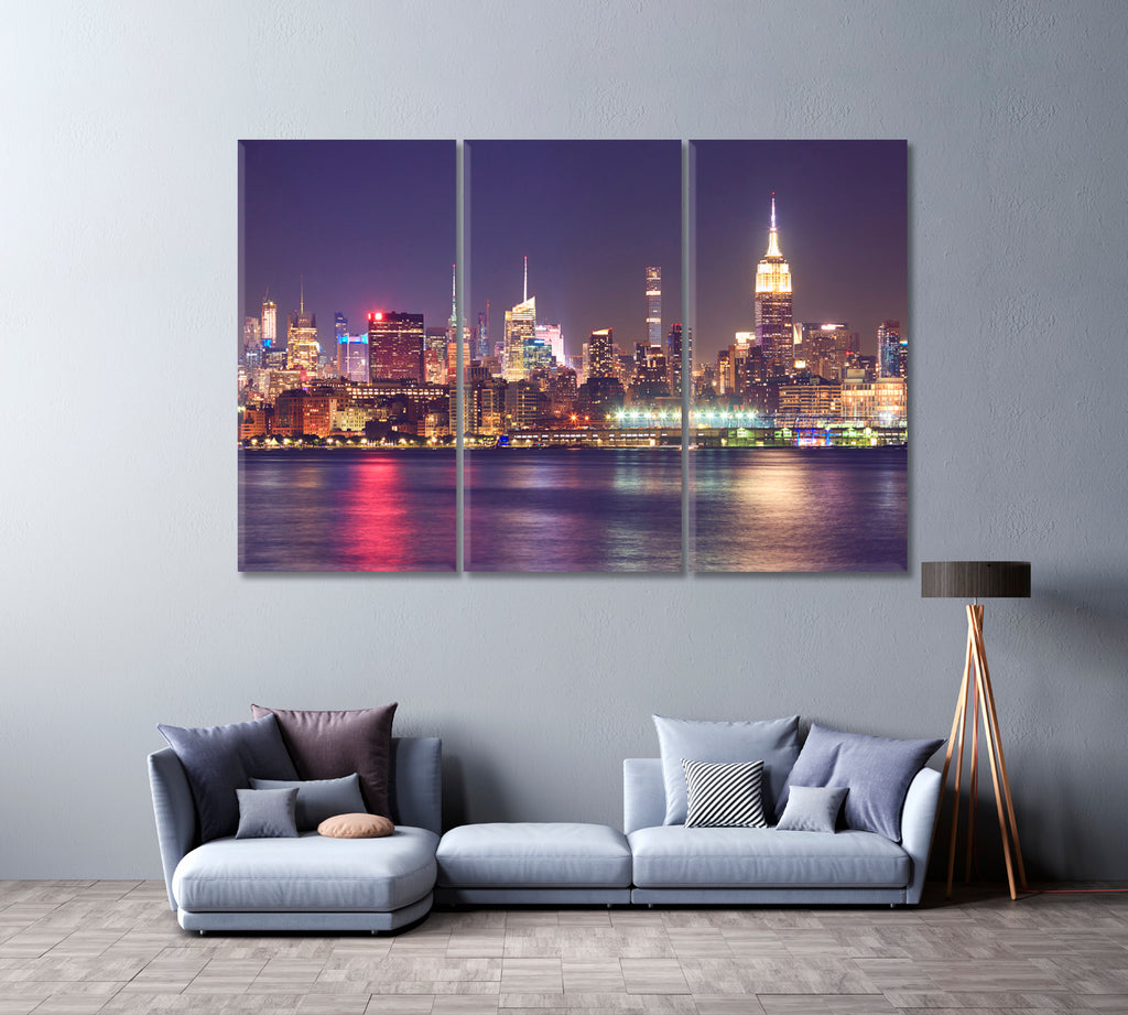 New York City Skyline Canvas Print ArtLexy 3 Panels 36"x24" inches 