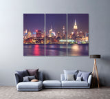 New York City Skyline Canvas Print ArtLexy 3 Panels 36"x24" inches 