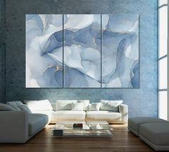 Blue Marble Ink Canvas Print ArtLexy 3 Panels 36"x24" inches 