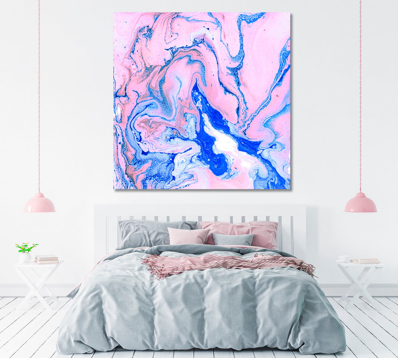 Abstract Blue and Pink Acrylic Marble Canvas Print ArtLexy   