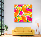Watercolor Colorful Watermelon Slices Canvas Print ArtLexy 1 Panel 12"x12" inches 