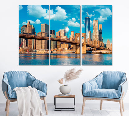 New York Skyline Brooklyn Bridge and Manhattan Canvas Print ArtLexy   