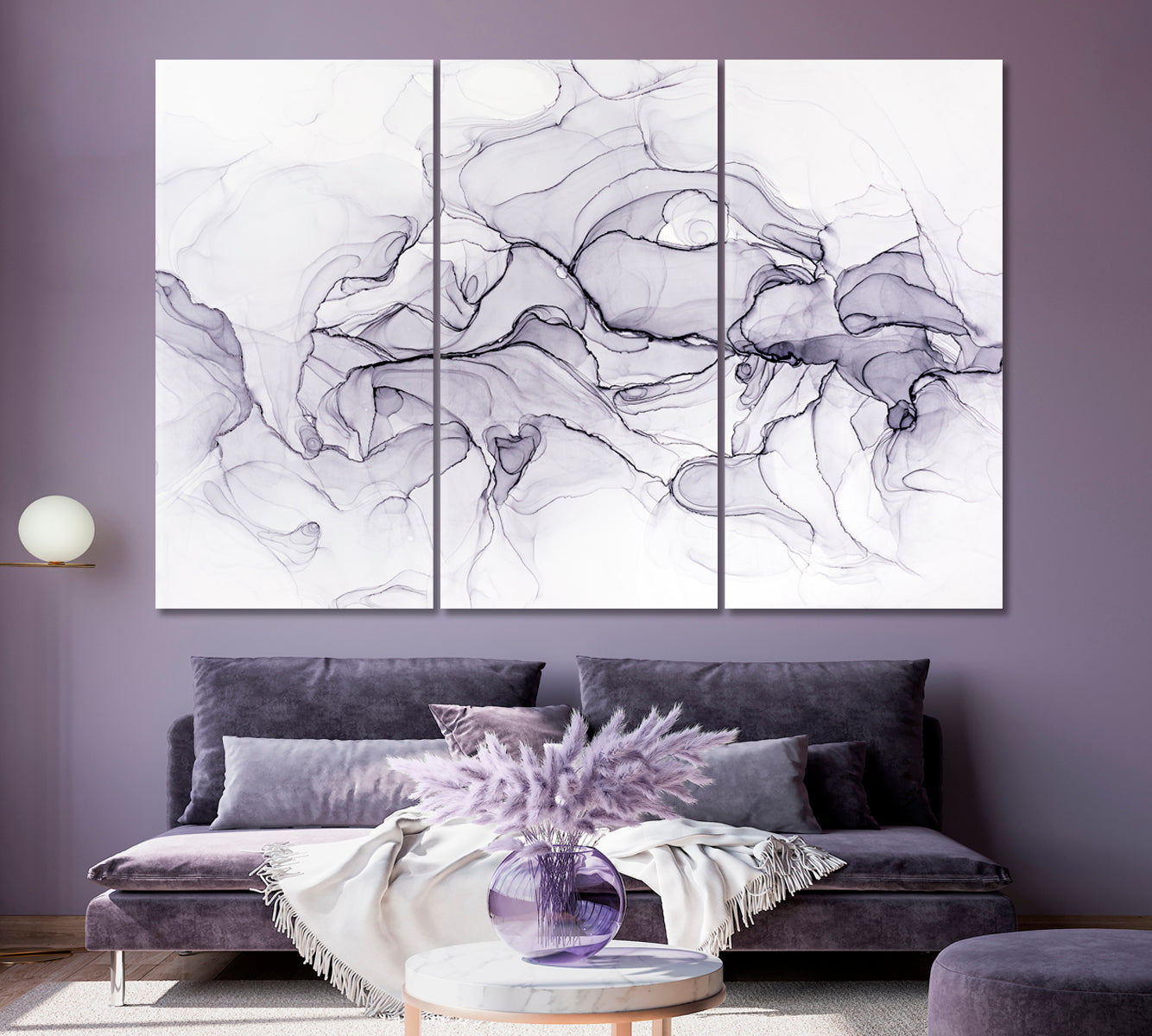Minimalist Marble Swirls Canvas Print ArtLexy 3 Panels 36"x24" inches 