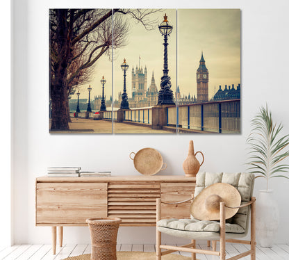 Big Ben and Houses of Parliament London UK Canvas Print ArtLexy 3 Panels 36"x24" inches 