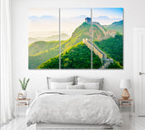 Great Wall of China at Jinshanling Canvas Print ArtLexy 3 Panels 36"x24" inches 