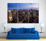 New York City Skyline at Night Canvas Print ArtLexy 3 Panels 36"x24" inches 