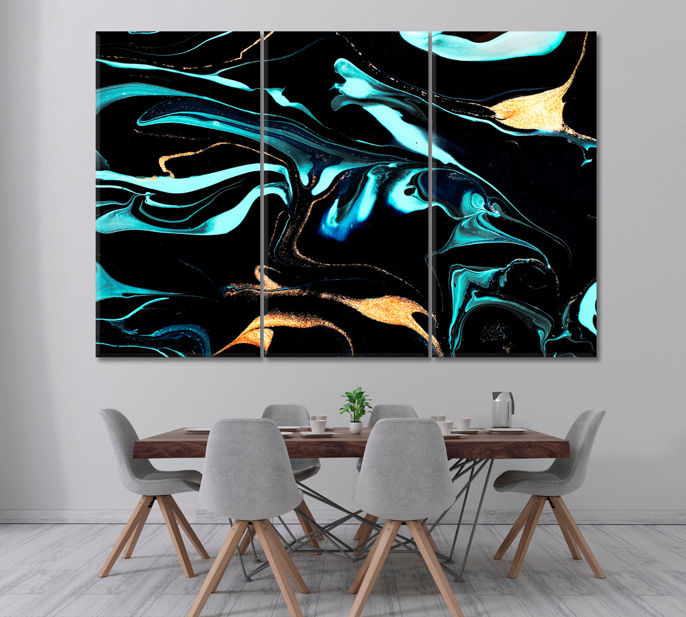 Abstract Liquid Marble Pattern Canvas Print ArtLexy 3 Panels 36"x24" inches 