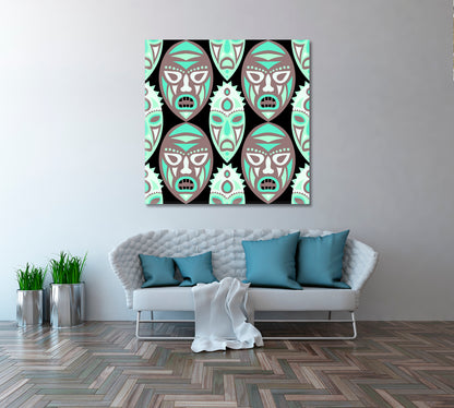 African Ethnic Tribal Abstract Faces Canvas Print ArtLexy   