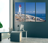 Peggy's Cove Lighthouse Canada Canvas Print ArtLexy 3 Panels 36"x24" inches 