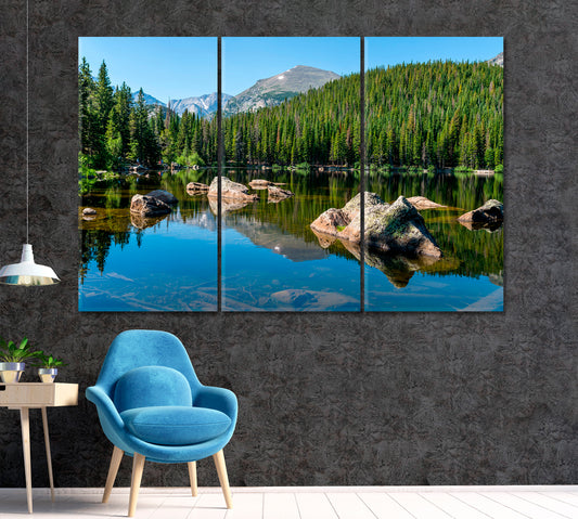 Bear Lake in Rocky Mountain National Park Colorado USA Canvas Print ArtLexy 3 Panels 36"x24" inches 