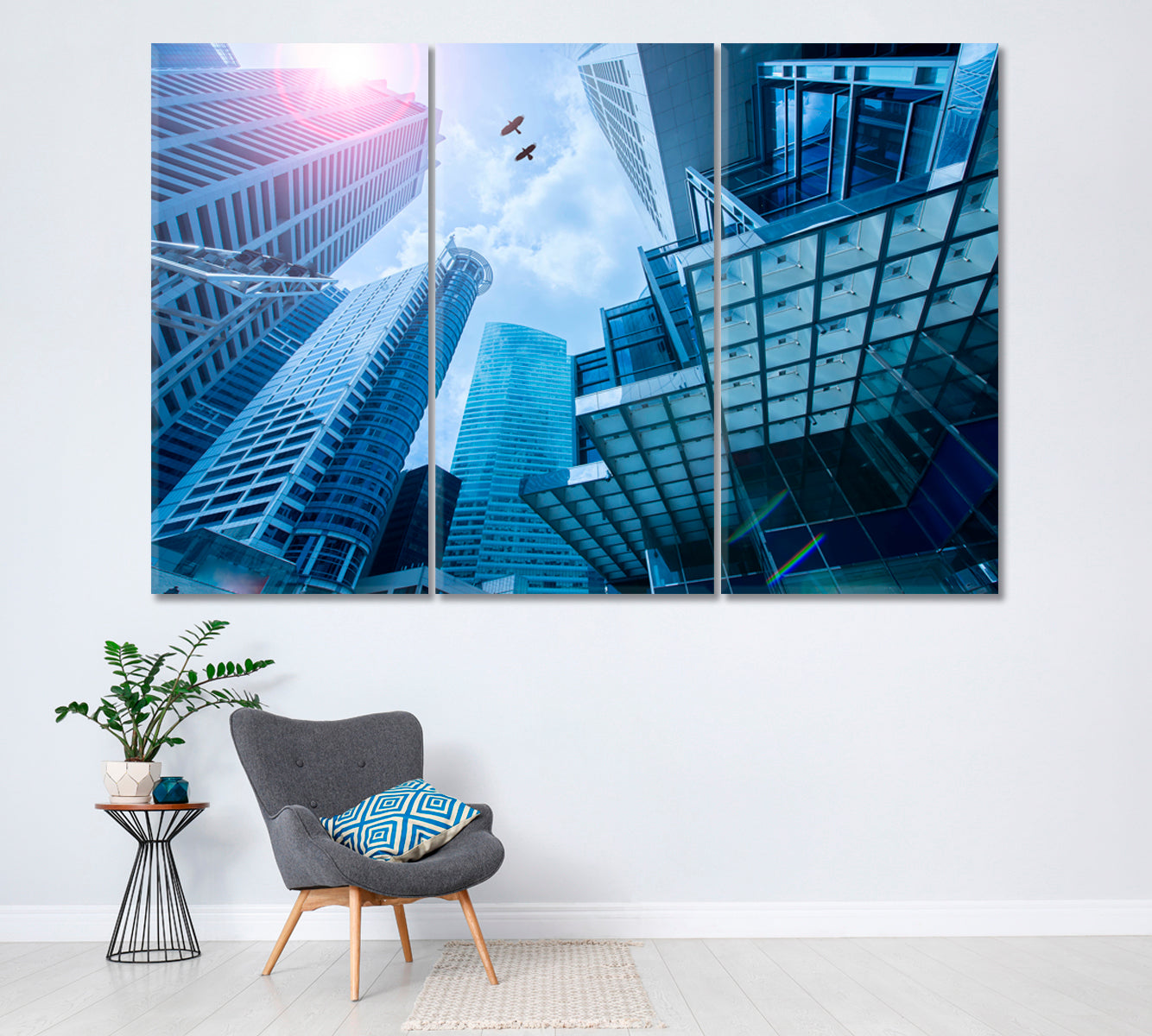 Singapore Skyscrapers Canvas Print ArtLexy 3 Panels 36"x24" inches 