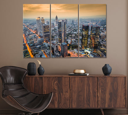 Cityscape of Frankfurt Germany Canvas Print ArtLexy 3 Panels 36"x24" inches 