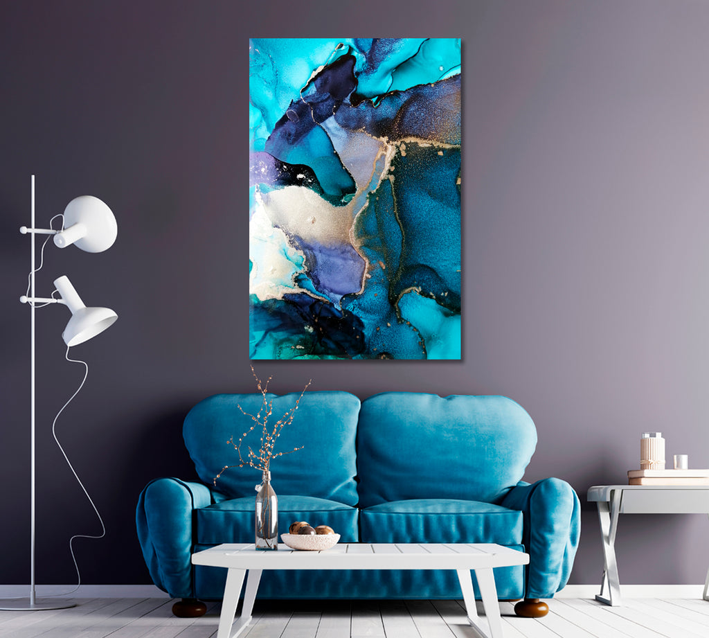 Abstract Blue Fluid Acrylic Painting Canvas Print ArtLexy   