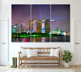 Singapore City Skyline Canvas Print ArtLexy 3 Panels 36"x24" inches 