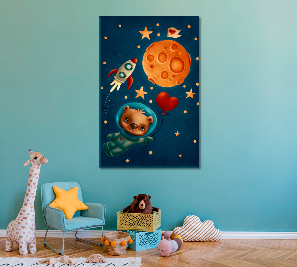 Cute Bear Astronaut in Space Canvas Print ArtLexy   
