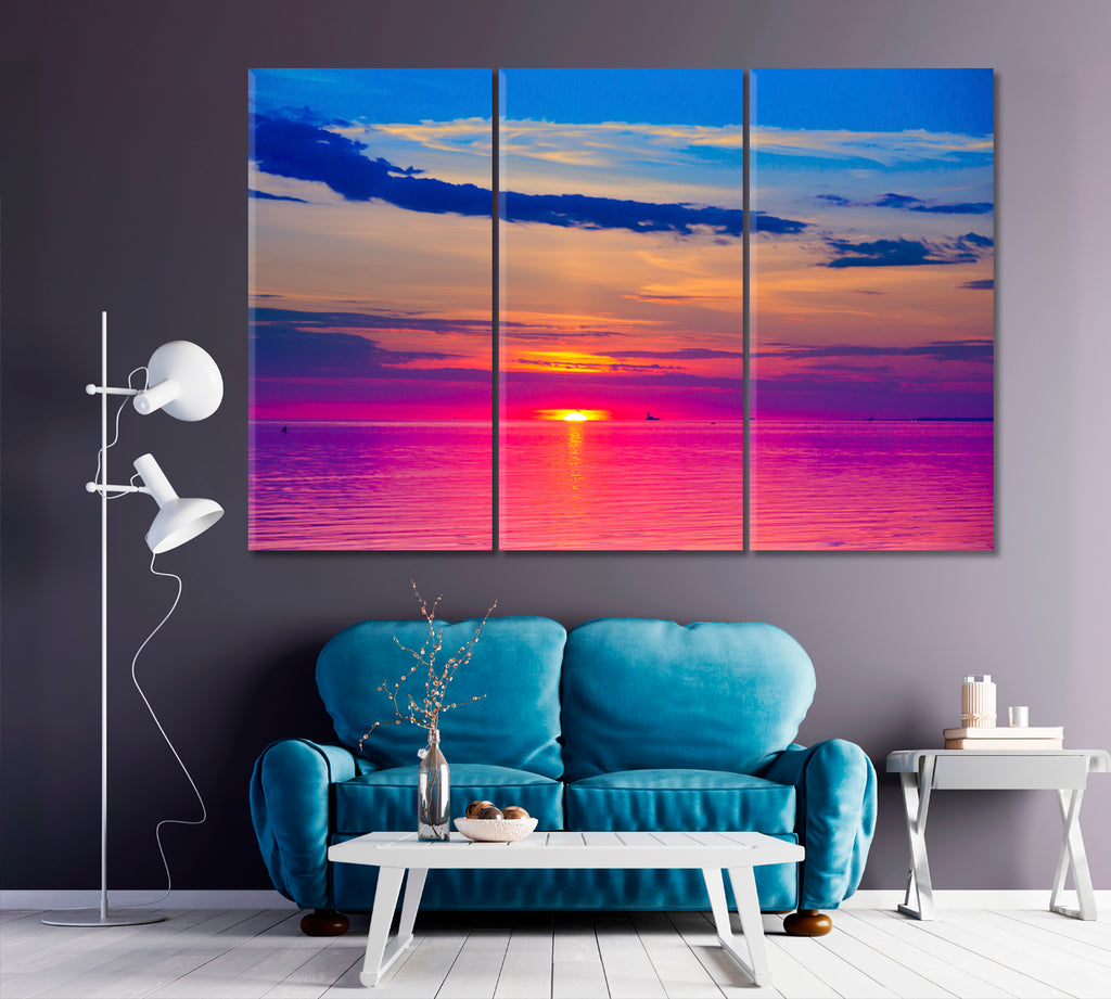 Sunset Glow Canvas Print ArtLexy 3 Panels 36"x24" inches 