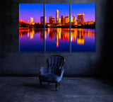 Reflections Of City Lights At Night Austin Texas Canvas Print ArtLexy 3 Panels 36"x24" inches 