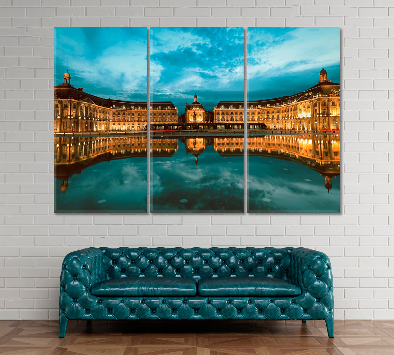 Place de la Bourse Bordeaux France Canvas Print ArtLexy 3 Panels 36"x24" inches 